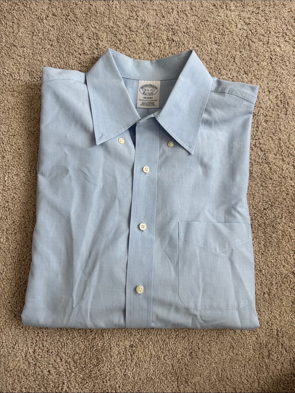 Brooks Brothers Men's Pale Blue Point-Collar Dress Shirt